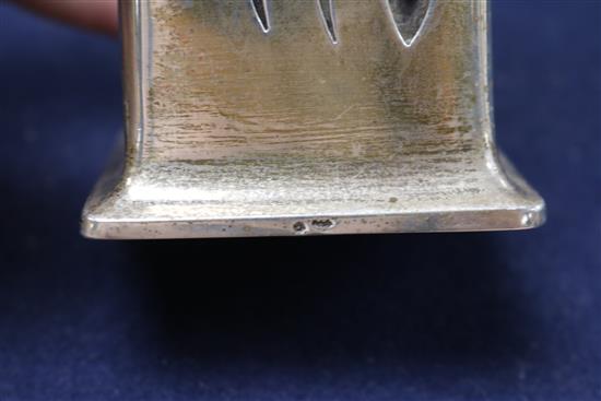 A pair of Austro Hungarian Art Nouveau 800 standard white metal mounted amethyst glass vases.